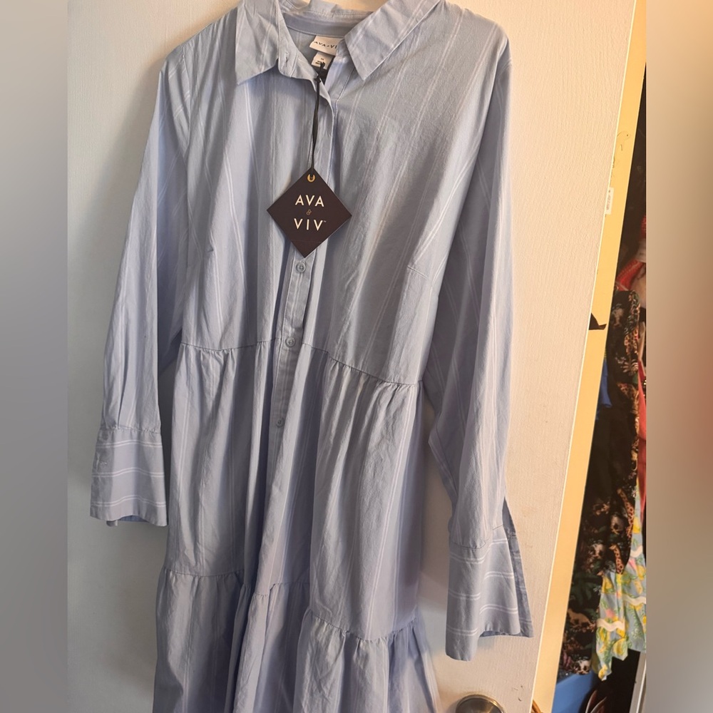 Ava & Viv Women's Dress - Blue striped